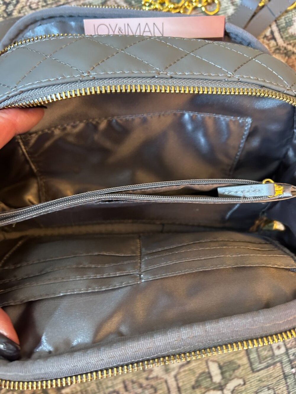 Joy Mangano & Iman Quilted Leather Crossbody Bag With Two Straps - Picture 4 of 5